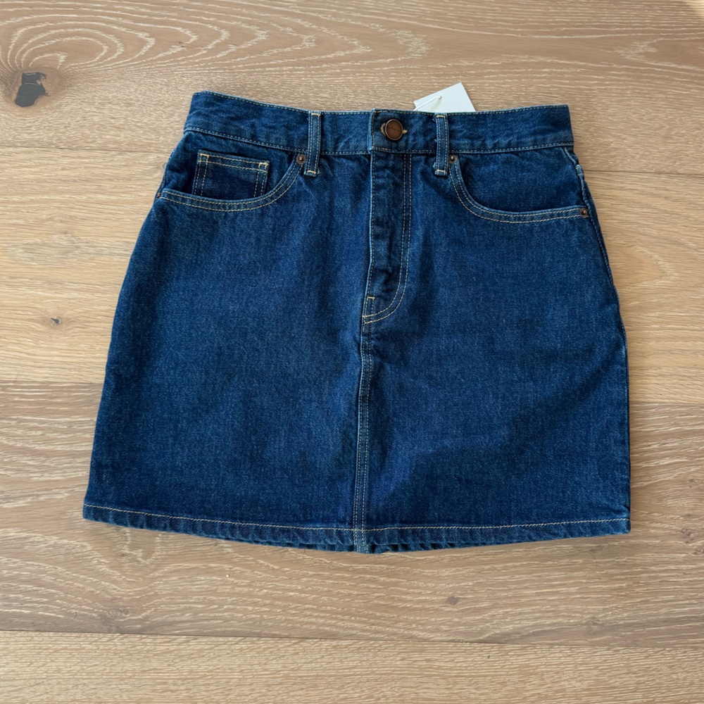 La Ligne Jean The Kate Mini Skirt Denim size 25 NWT Dark Wash